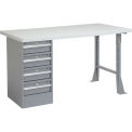 60&quot;W x 30&quot;D Workbench, 1-5/8&quot; Square Edge Laminate Top, 4 Drawer/Open Leg