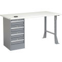 60&quot;W x 30&quot;D Workbench, 1-1/4&quot; Safety Edge ESD Top, 4 Drawer/Open Leg