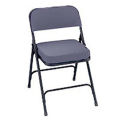 2&quot; Upholstered Folding Chair - Double Braced Gray Fabric & Black Frame - Pkg Qty 2