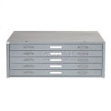 41&quot;W Flat File Cabinet, 5 Drawer, Gray