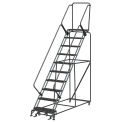 Ballymore SW1032P 10 Step 24&quot;W Steel Safety Angle Rolling Ladder W/ Handrails, Perforated Tread