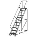 Ballymore SW1132P 11 Step 24&quot;W Steel Safety Angle Rolling Ladder W/ Handrails, Perforated Tread