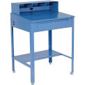 Shop Desk 34-1/2&quot;W x 30&quot;D x 38 to 42-1/2&quot;H With Pigeonhole Compartments, Blue
