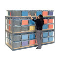 Record Storage Rack with 72 Polyethylene File Boxes, 96"W x 48"D x 60"H, Gray