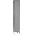 Single Tier Locker, 12x15x72, 1 Door Unassembled, Gray