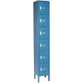 Six Tier Locker, 12x12x12, 6 Door, Unassembled, Blue