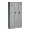 Single Tier Locker, 12x18x60 3 Door, Unassembled, Gray