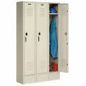 Single Tier Locker, 15x18x72, 3 Door, Ready To Assemble, Tan