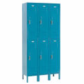 Double Tier Locker, 12x12x36, 6 Door, Unassembled, Blue