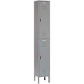 Double Tier Locker, 12x18x36, 2 Door, Unassembled, Gray