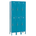 Double Tier Locker, 12x15x36, 6 Door, Unassembled, Blue