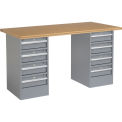 72"W x 30"D Workbench, 1-1/2" Square Edge Shop Top, 4 Drawer/4 Drawer