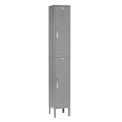 2-Tier 2 Door Locker, 12&quot;Wx15&quot;Dx36&quot;H, Gray, Assembled