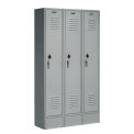 1-Tier 3 Door Locker, 15&quot;Wx18&quot;Dx72&quot;H, Gray, Assembled