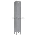 2-Tier 2 Door Locker, 12&quot;Wx18&quot;Dx36&quot;H, Gray, Assembled