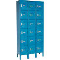 6-Tier 18 Door Box Locker, 12&quot;W x 15&quot;D x 12&quot;H, Blue, Assembled