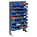 Floor Rack, 8 Shelves w/ (32) 8&quot;W Blue Bins, 33x12x61