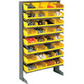 Floor Rack, 8 Shelves w/ (32) 8&quot;W Yellow Bins, 33x12x61