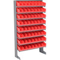 Floor Rack, 8 Shelves w/ (64) 4&quot;W Red Bins, 33x12x61