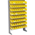 Floor Rack, 8 Shelves w/ (64) 4&quot;W Yellow Bins, 33x12x61