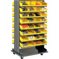 Double-Sided Mobile Rack, 16 Shelvs with (64) 8&quot;W Yellow Bins