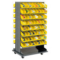 Double-Sided Mobile Rack, 16 Shelvs with (128) 4&quot;W Yellow Bins