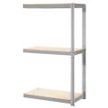 Expandable Add-On Rack with 3 Levels Wood Deck, 1500lb Cap Per Level, 48"W x 12"D x 84"H, Gray