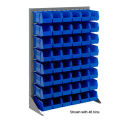 Louvered Bin Rack With (42) Blue Stacking Bins, 35&quot;W x 15&quot;D x 50&quot;H