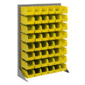 Louvered Bin Rack With (42) Yellow Stacking Bins, 35&quot;W x 15&quot;D x 50&quot;H