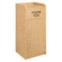Wooden Waste Receptacle With Tray Top, 36 Gallon, Oak