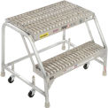 Tri Arc WLAR002245 2 Step Aluminum Rolling Ladder, 24&quot;W Grip Step, W/O Handrails