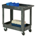 Plastic 2 Shelf Tray Service & Utility Cart 34 x 17 5&quot; Rubber Casters