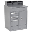 Shop Desk with 4 Drawers and Cabinet, 34-1/2&quot;W x 30&quot;D x 51-1/2&quot;H, Gray