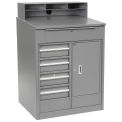 Shop Desk with 5 Drawers and Cabinet, 34-1/2&quot;W x 30&quot;D x 51-1/2&quot;H, Gray