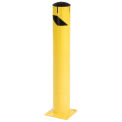 36" x 5-1/2", Steel Bollard With Removable Plastic Cap & Chain Slots, Existing Concrete