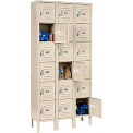 6-Tier 18 Door Box Locker, 12&quot;W x 12&quot;D x 12&quot;H, Tan, Assembled