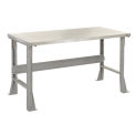 Fixed Height Workbench Flared Leg, 72&quot;W x 30&quot;D x 34&quot;H, 1-1/2&quot; Stainless Steel Square Edge, Gray