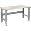 Adjustable Height Workbench C-Channel Leg, 60"W x 30"D, 1-1/2" Stainless Steel Square Edge, Gray