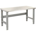 Adjustable Height Workbench C-Channel Leg, 72&quot;W x 30&quot;D, 1-1/2&quot; Stainless Steel Square Edge, Gray