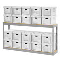 Record Storage Rack With 20 Boxes, 72&quot;W x 15&quot;D x 36&quot;H, Gray