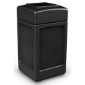 Commercial Zone Square Waste Receptacle, 42 Gallon, Black