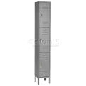 3-Tier 3 Door Locker, 12&quot;Wx15&quot;Dx24&quot;H, Gray, Assembled