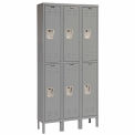 Hallowell U3258-2HG Premium Locker Double Tier 12x15x36 6 Door Ready To Assemble Gray