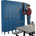 HALLOWELL Premium 2-Tier Steel Locker - 12x15x36" Openings - 3 Locker Wide - Set-Up - Marine blue