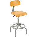 Swivel Stool With Pneumatic Height Adjustment, Wooden