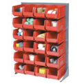 Louvered Bin Rack With (58) Red Stacking Bins, 35&quot;W x 15&quot;D x 50&quot;H