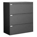 Global 36&quot;W 3 Drawer Binder Lateral File, Black, 9336-P-3F1HBLK