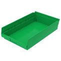 Plastic Shelf Bin Nestable, 11-1/8&quot;W x 17-5/8&quot;D x 4&quot;H Green - Pkg Qty 12