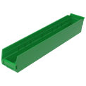 Plastic Shelf Bin Nestable, 4-1/8&quot;D x 23-5/8&quot;D x 4&quot;H Green - Pkg Qty 12