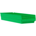 Plastic Shelf Bin Nestable, 8-3/8&quot;W x 23-5/8&quot;D x 4&quot;H Green - Pkg Qty 6